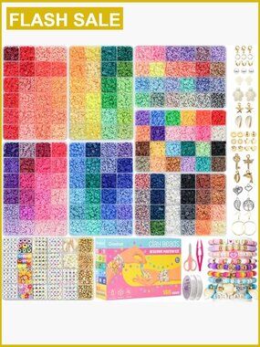 30,000 Pcs Clay Beads Bracelet Making Kit - 168 Colors Flat Preppy Beads with